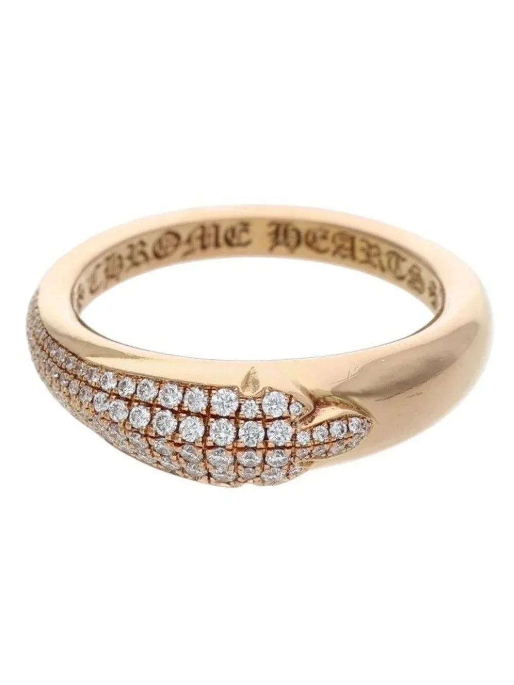 Chrome Hearts P D Baby Classic Flarenie Pave Diamond Gold Ring